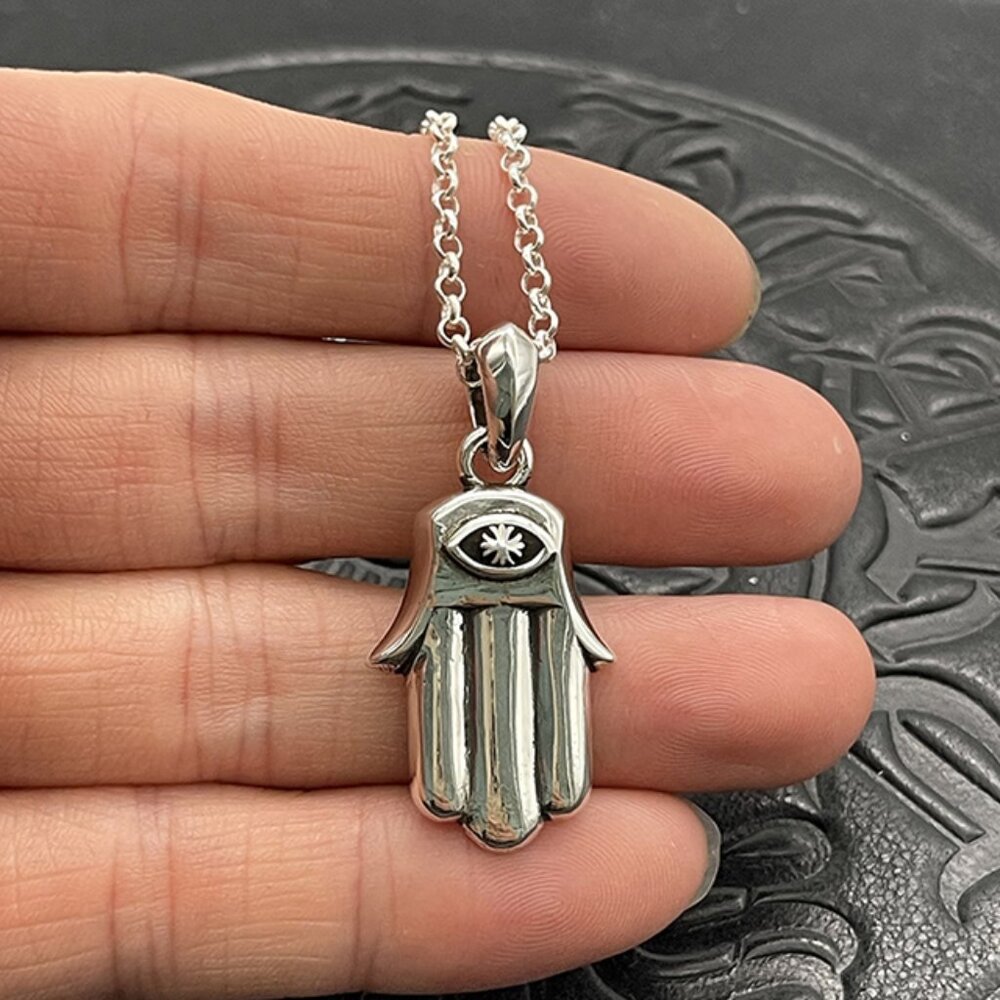 Chrome Heart Buddha Hand Pendant Necklace